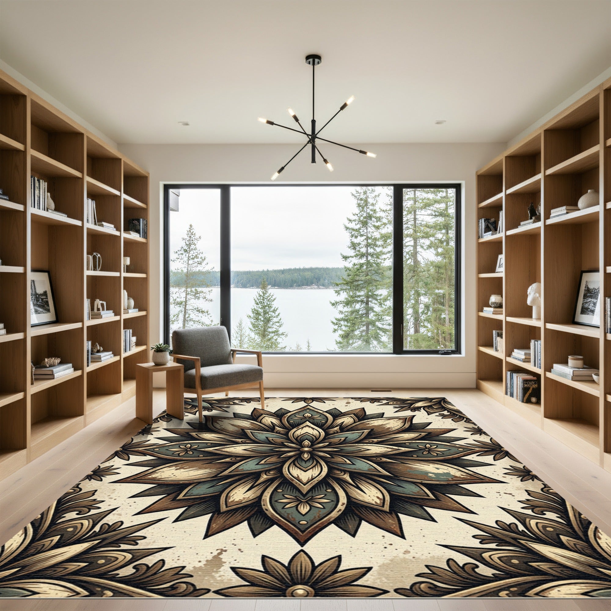 Vintage Earthy Floral Medallion Rug