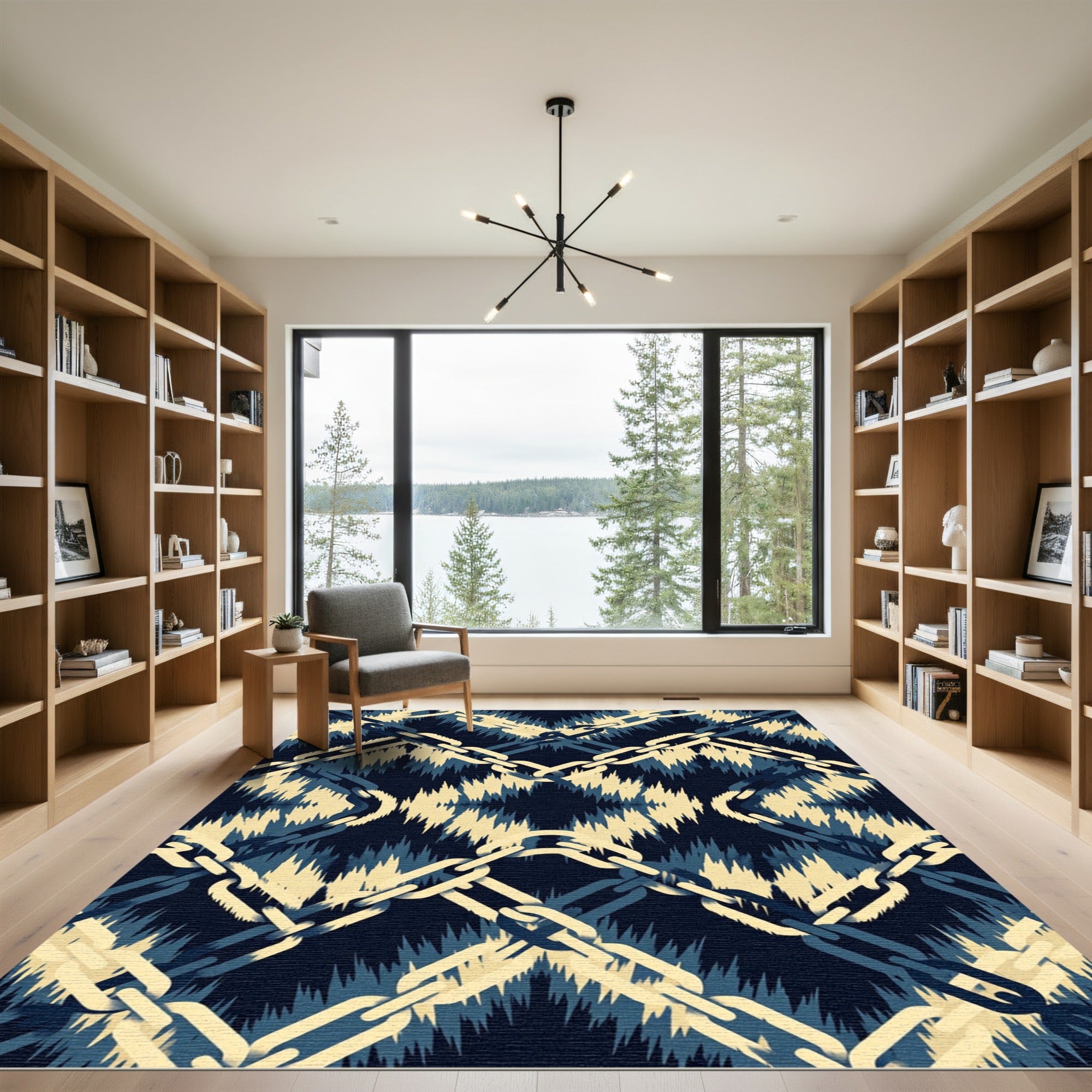 Deep Blue Chain Link Rug