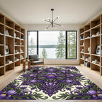 Ornate Purple Iris Floral Mandala Rug