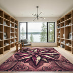 Burgundy Cream Starburst Paisley Mandala Rug