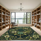 Botanical Sage Green Floral Wreath Rug