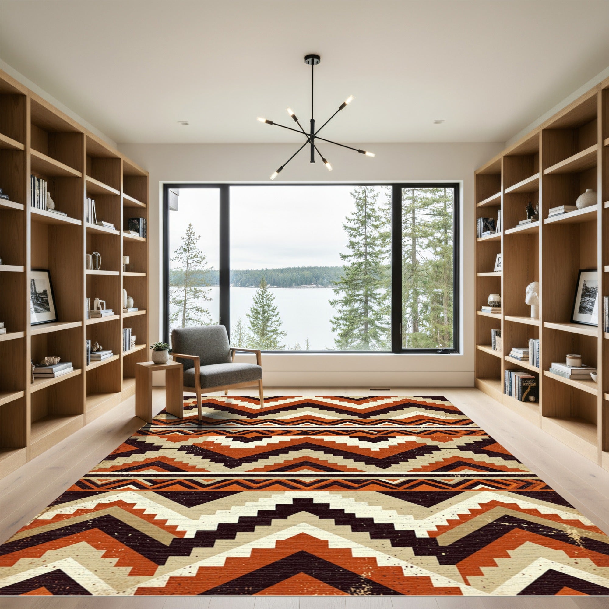 Geometric Earthy Tone Zigzag Rug