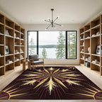 Art Deco Golden Sunburst Medallion Rug