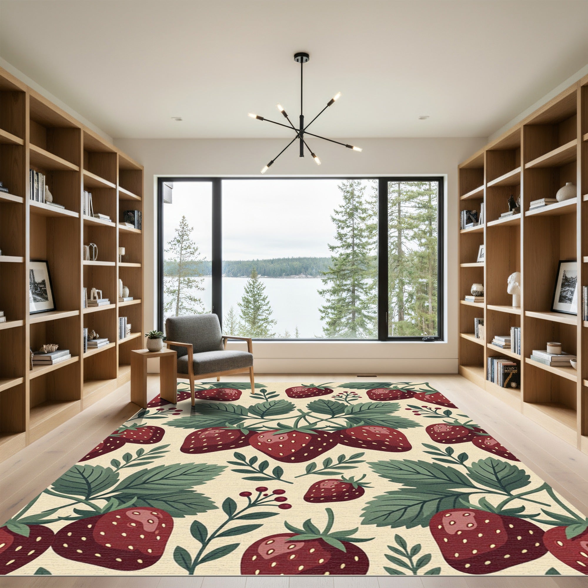 Vintage Crimson Strawberry Botanical Garden Rug