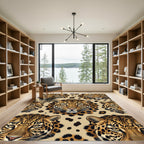 Sophisticated Golden Leopard Face Animal Skin Rug
