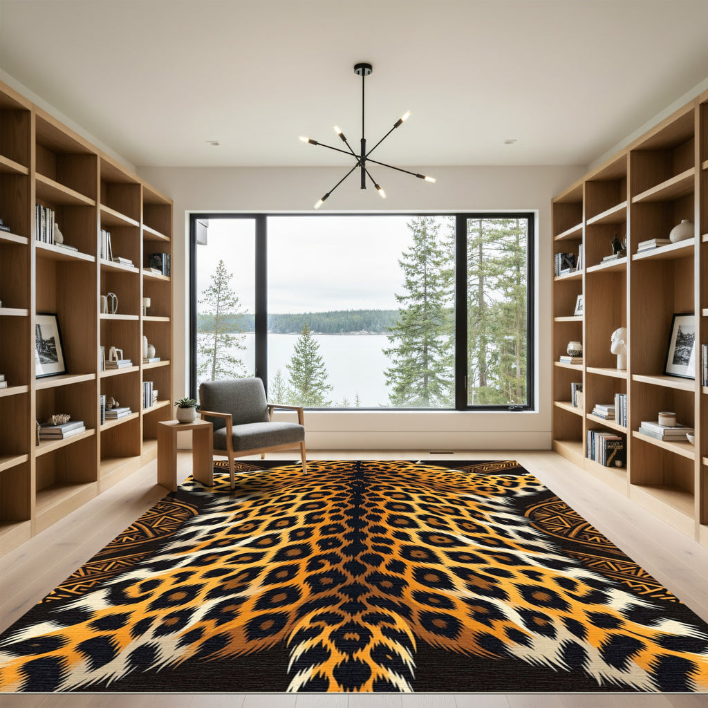 Bold Leopard Print Tribal Accents Rug