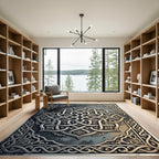 Intricate Metallic Silver Gold Interlocking Knot Rug