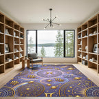 Celestial Golden Zodiac Constellation Art Rug
