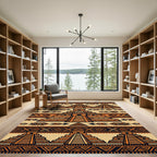 Aztec Terracotta Geometric Step Pyramid Rug