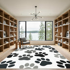 Playful Monochrome Animal Paw Footprints Rug