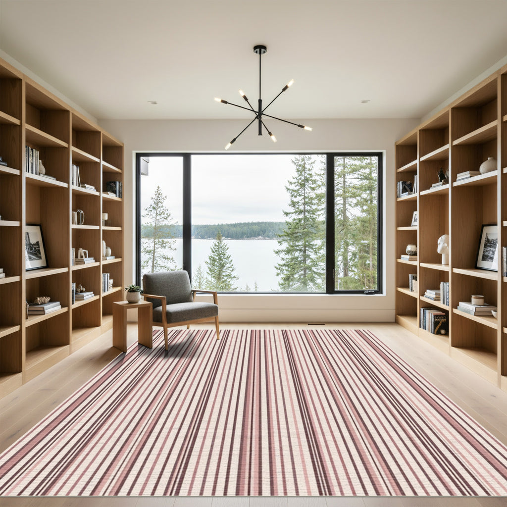 Muted Blush Vertical Stripe Composition Rug
