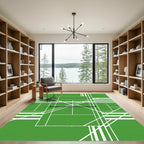 Vibrant Green Abstract Court Graphic Rug