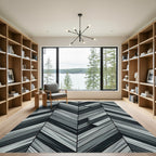 Modern Gray Herringbone Geometric Plank Rug