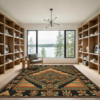 Ancient Aztec Pyramid Tribal Figures Rug