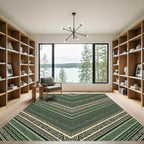 Sage Green Geometric Chevron Aztec Art Rug
