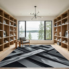 Monochrome Abstract Linear Flow Rug