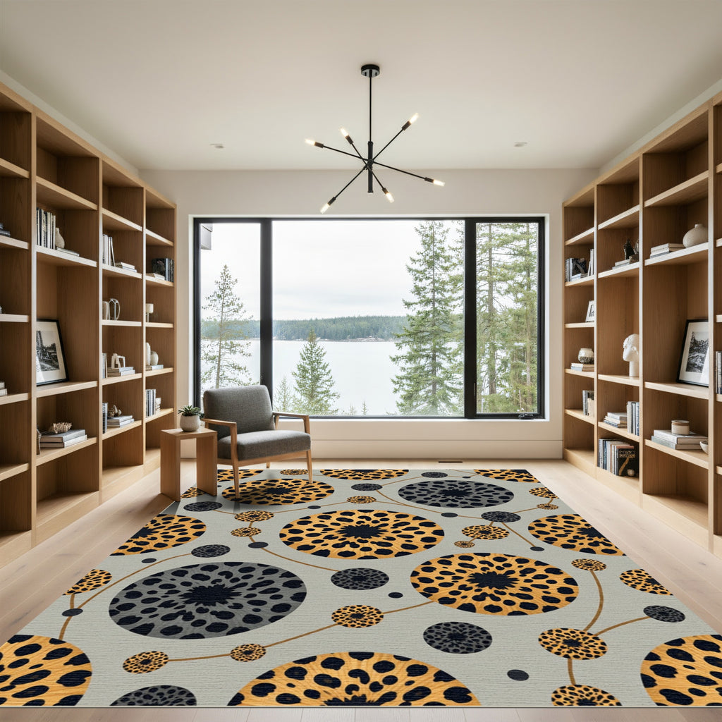 Leopard Print Sunburst Circles Rug