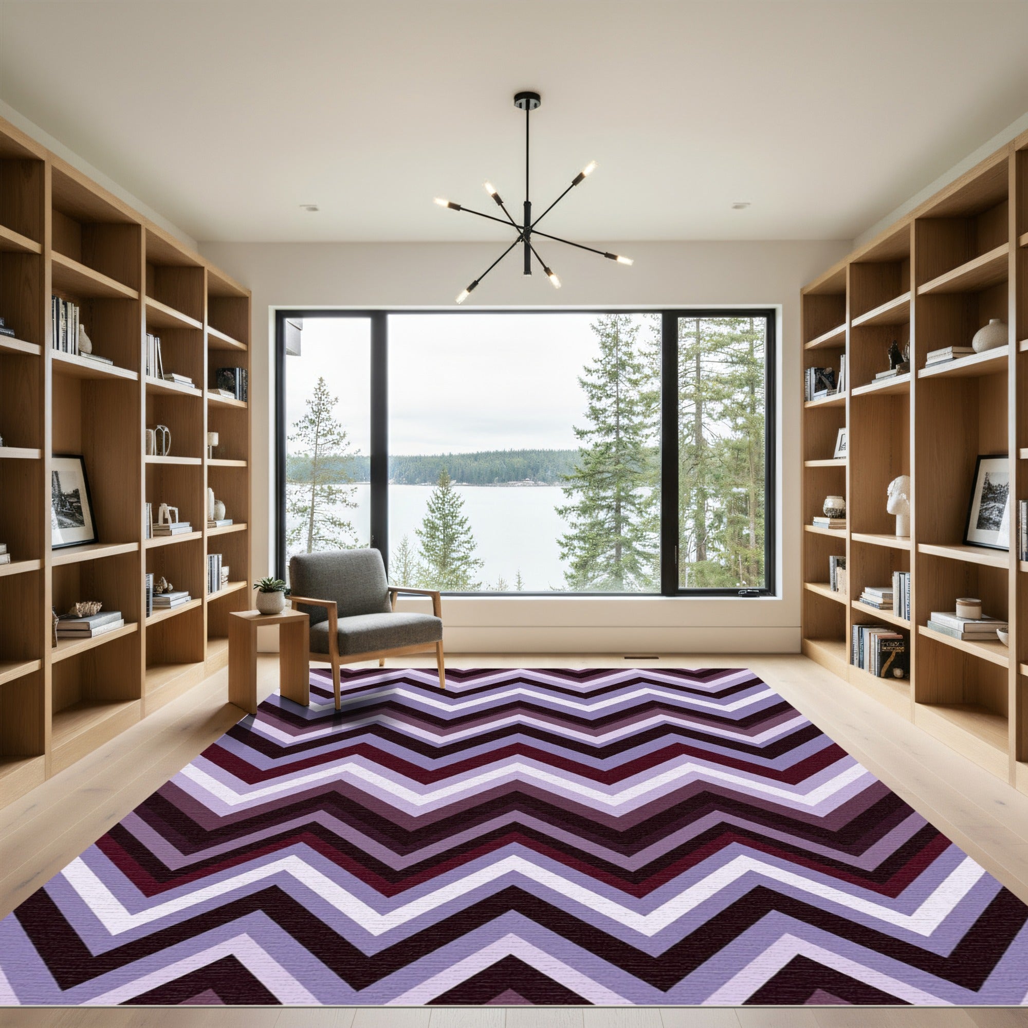 Crimson Purple Gradient Chevron Rug