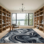 Monochromatic Swirl Marble Smoke Rug