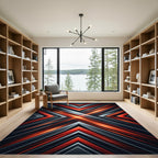 Sharp Crimson Metallic Geometric Abstract Rug