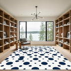 Minimalist Navy Polka Dot Grid Rug