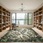 Vintage Sage Botanical Floral Swirl Rug