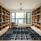 Modern Charcoal Grid Geometric Rug
