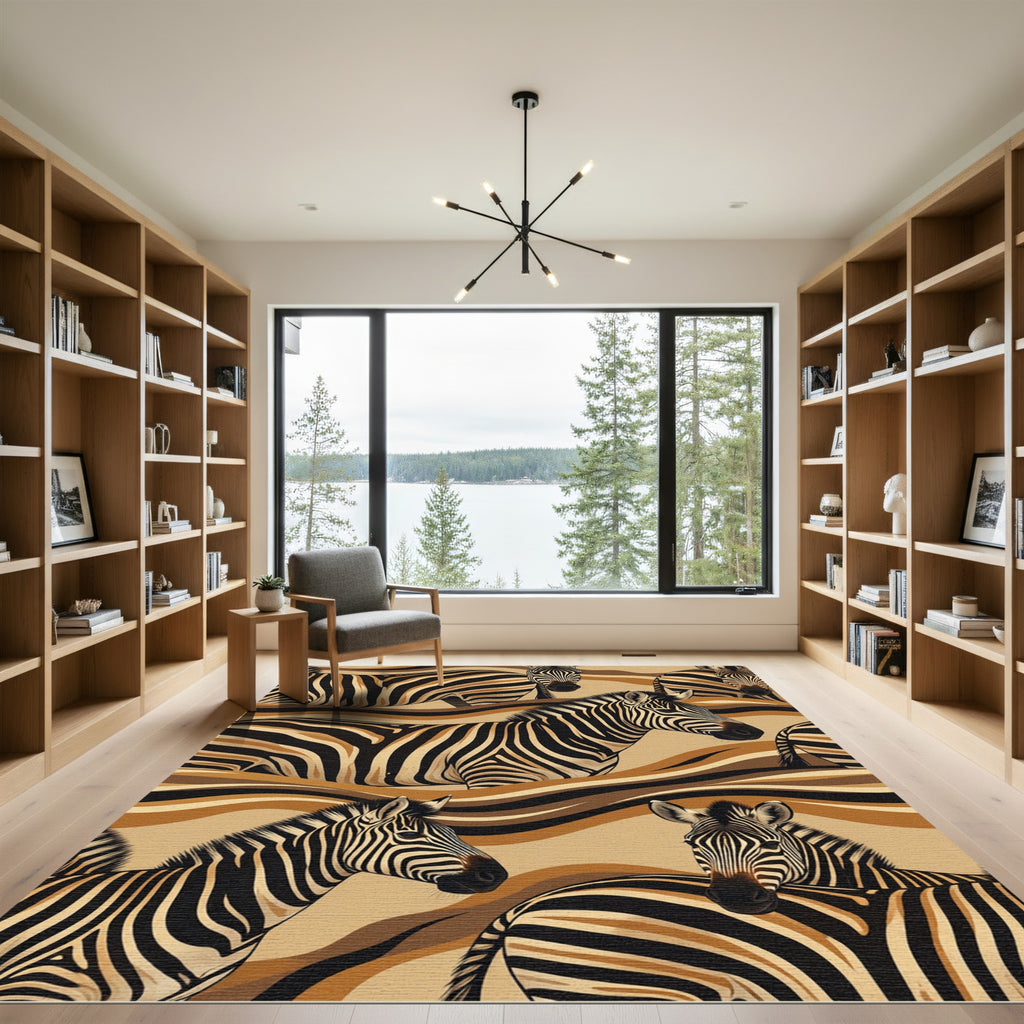 Bold Zebra Stripes Across Earth Tones Rug