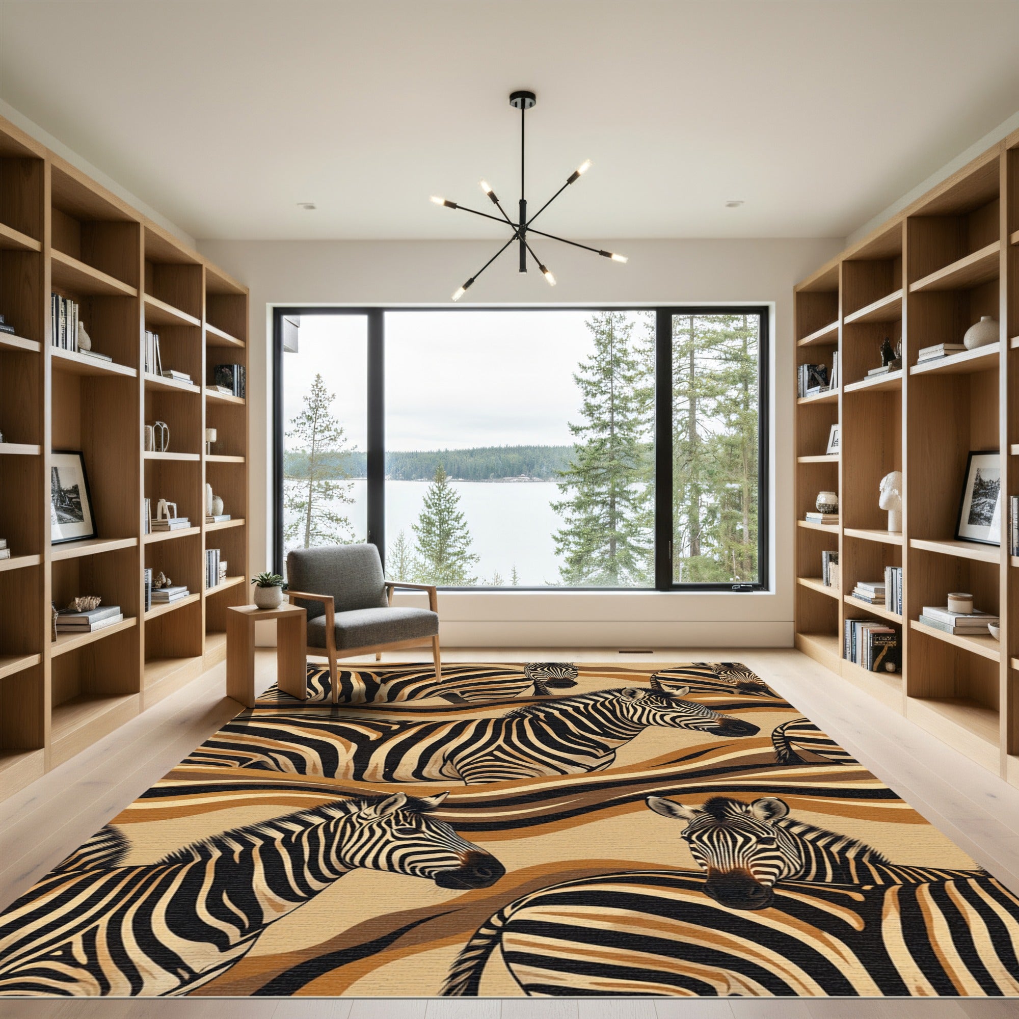 Bold Zebra Stripes Across Earth Tones Rug