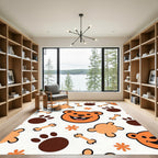 Orange Bear Paw Bone Playful Animals Rug