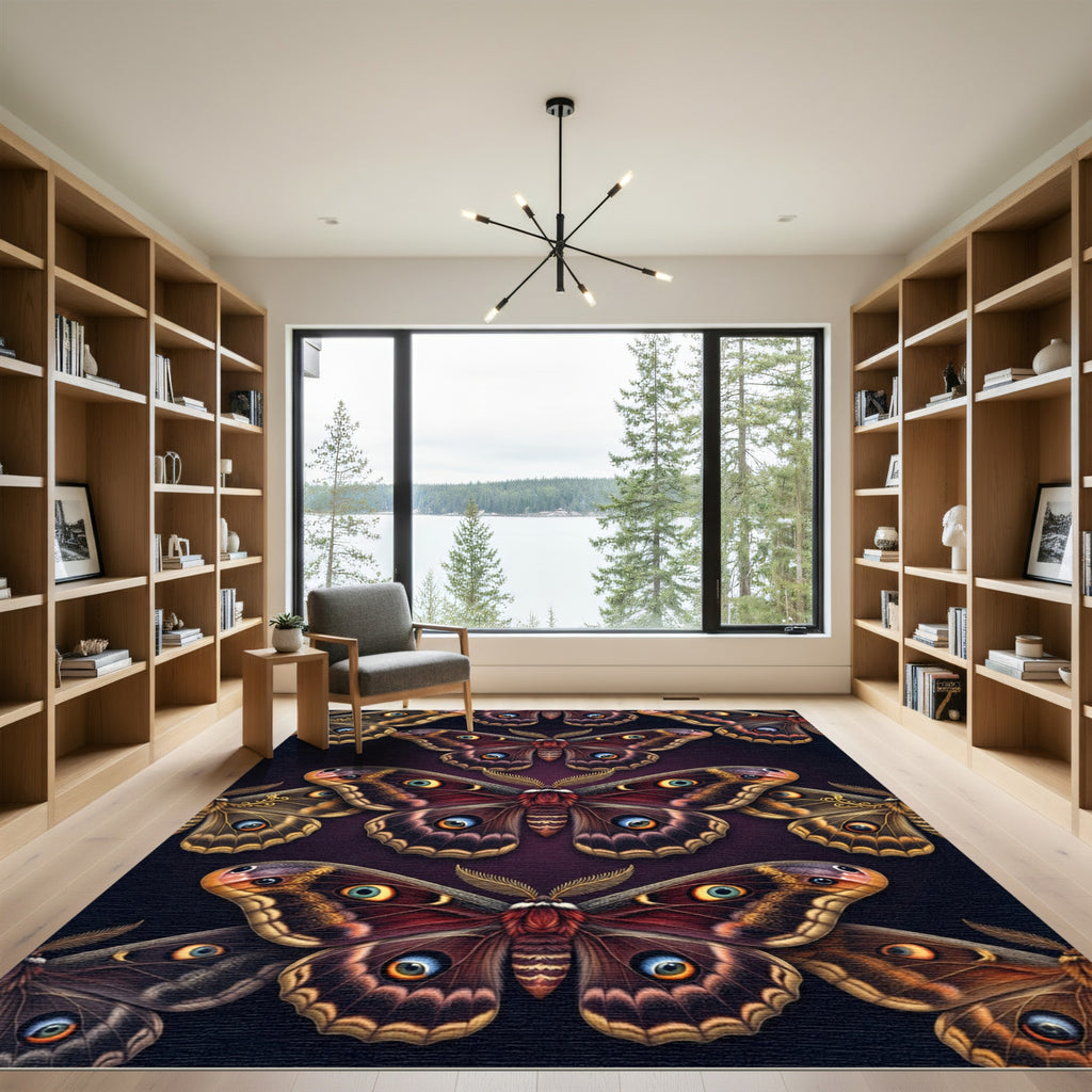 Ethereal Dark Moth Wing Symphony Rug