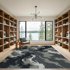 Dark Gray Abstract Swirl Rug