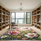 Soft Pastel Cosmos Wildflower Meadow Rug