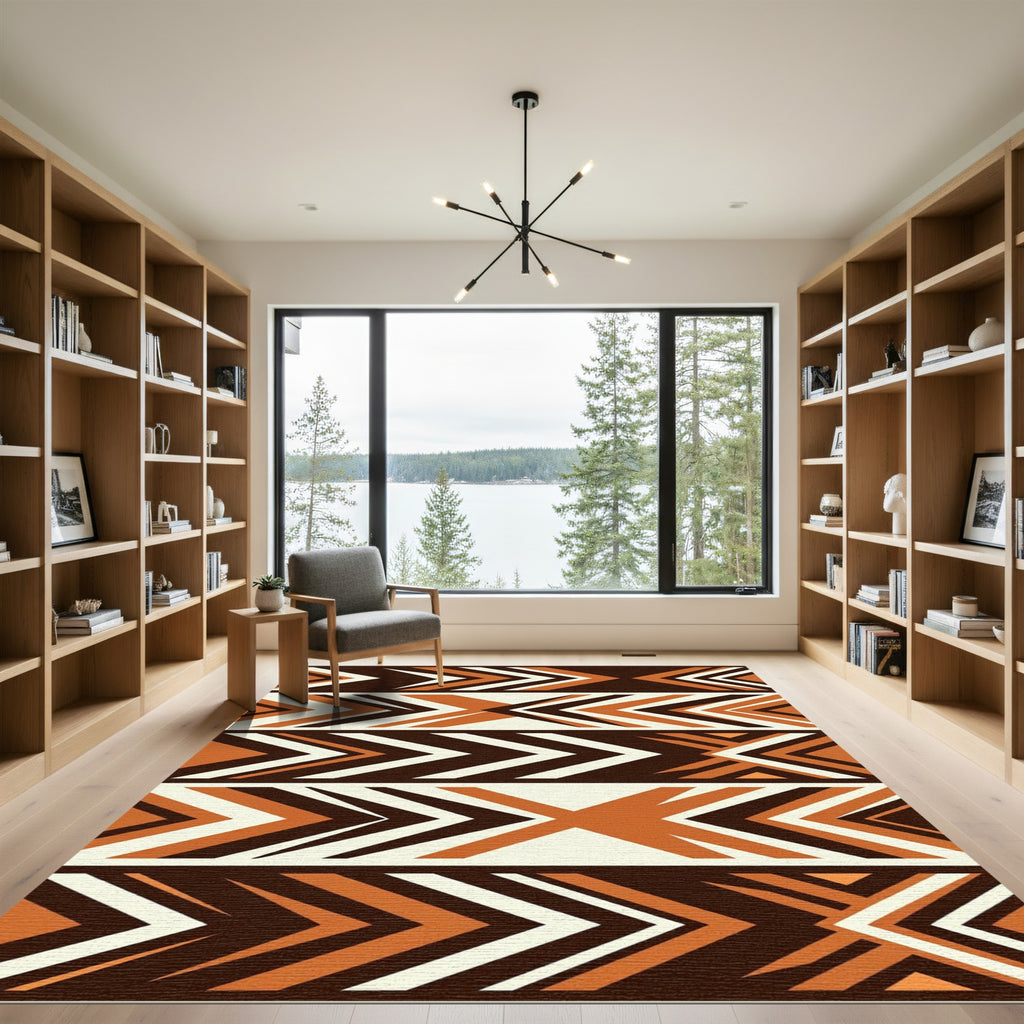 Earthy Geometric Chevron Arrow Rug