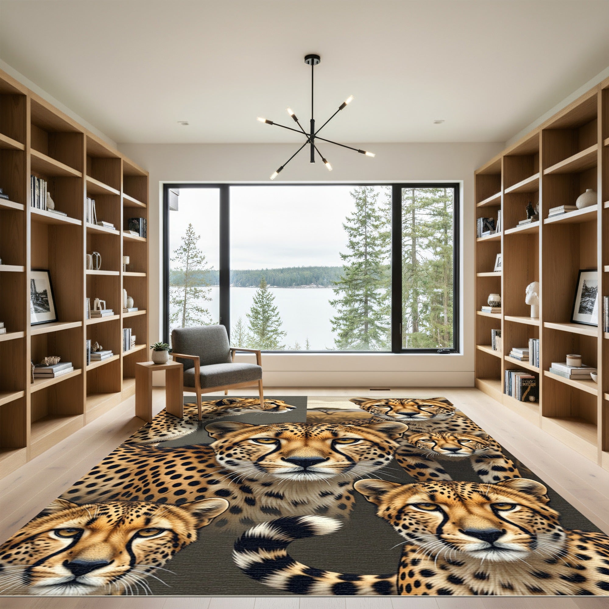 Golden Cheetah Portrait Spotted Texture Rug