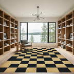 Black Cream Folded Checkered Rug