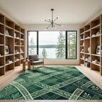 Emerald Intricate Botanical Lattice Rug