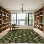 Olive Green Herringbone Woven Texture Rug