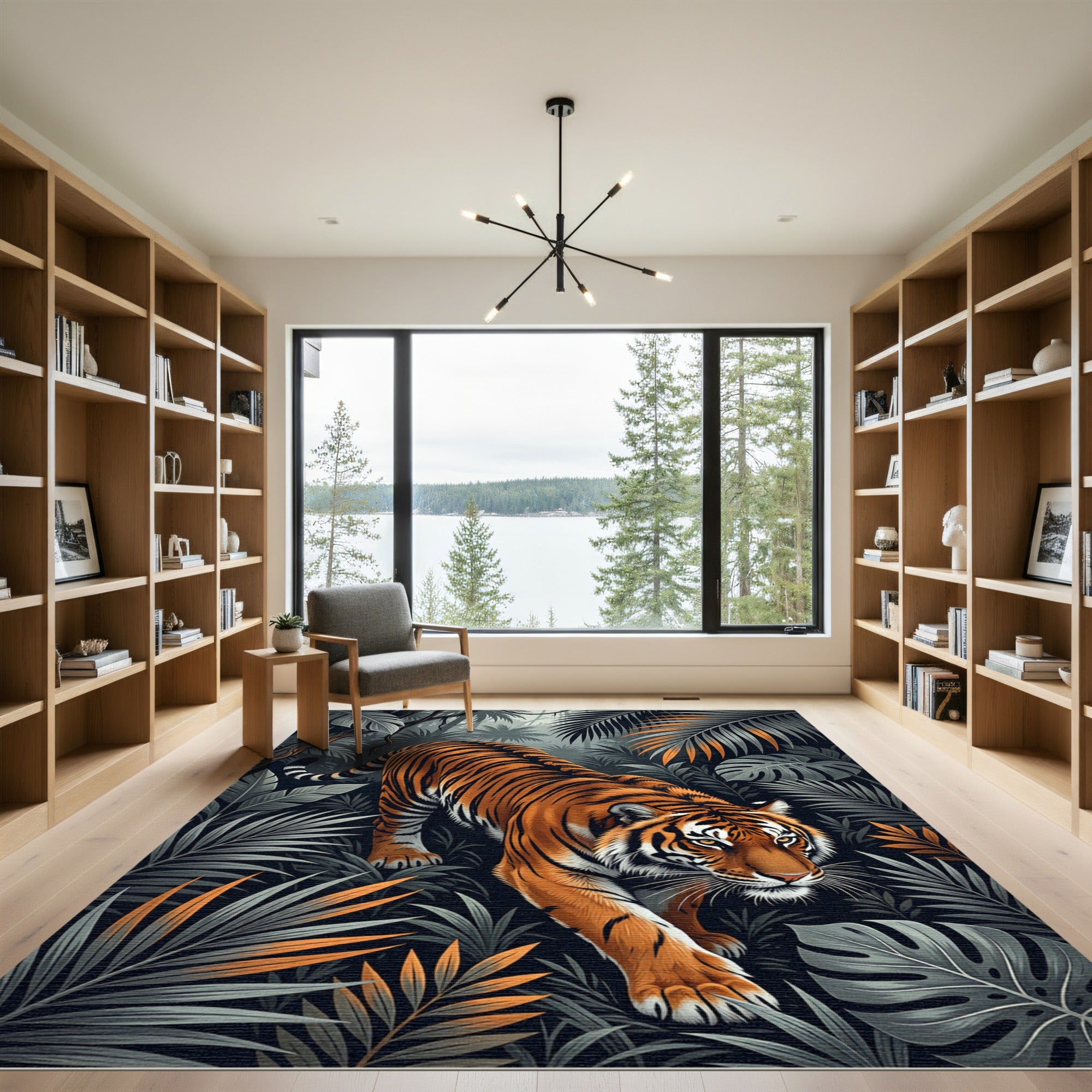 Majestic Tiger Jungle Foliage Rug