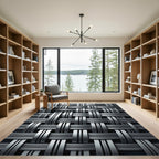 Industrial Metallic Silver Interlocking Weave Rug