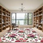 Crimson Fuchsia Pink Rose Bouquet Rug