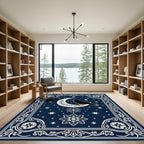Midnight Raven Crescent Moon Stars Rug