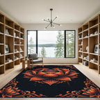 Vibrant Crimson Lotus Floral Medallion Rug