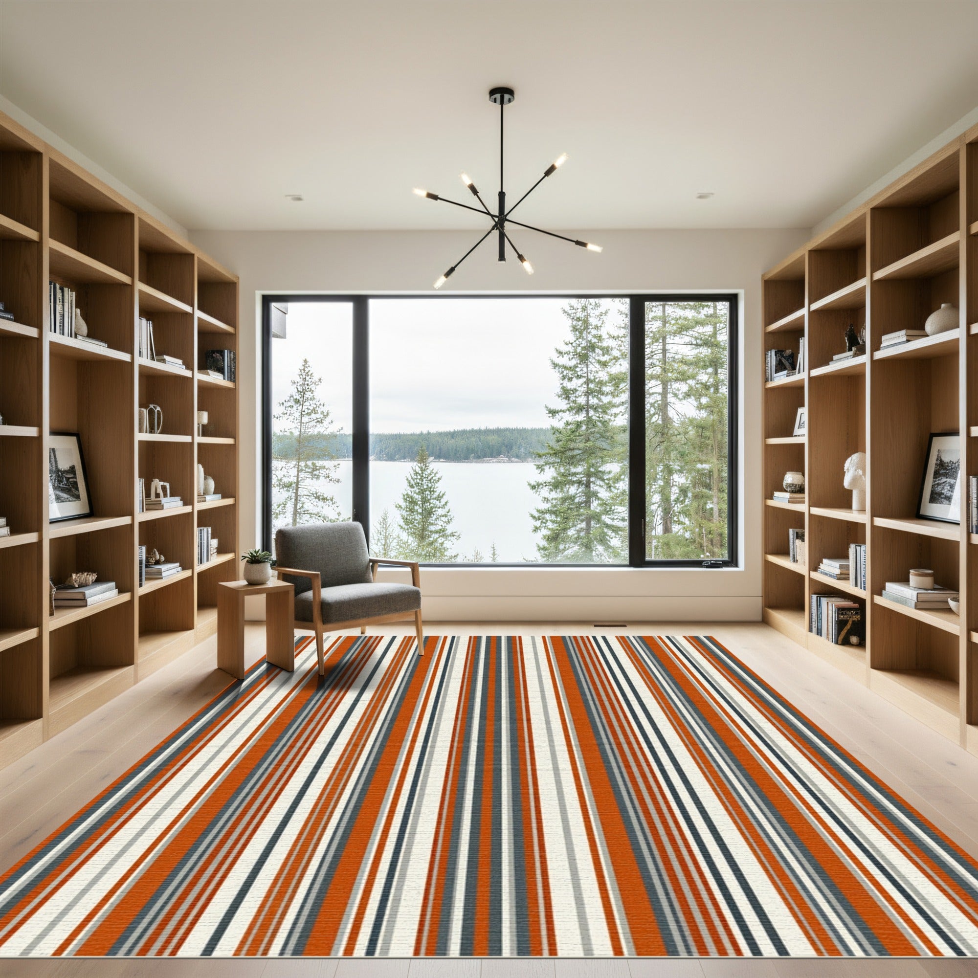 Rustic Earth Tones Vertical Stripe Rug