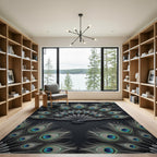 Elegant Peacock Feather Fan Rug