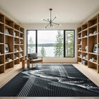 Monochrome Coastal Abstract Striped Art Rug