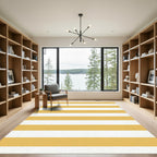 Minimalist Golden Yellow Horizontal Striped Rug