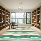 Verdant Aqua Wave Stripes Rug