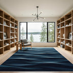 Abstract Navy Blue Rippling Water Rug