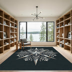 Rustic Silver Star Floral Medallion Rug